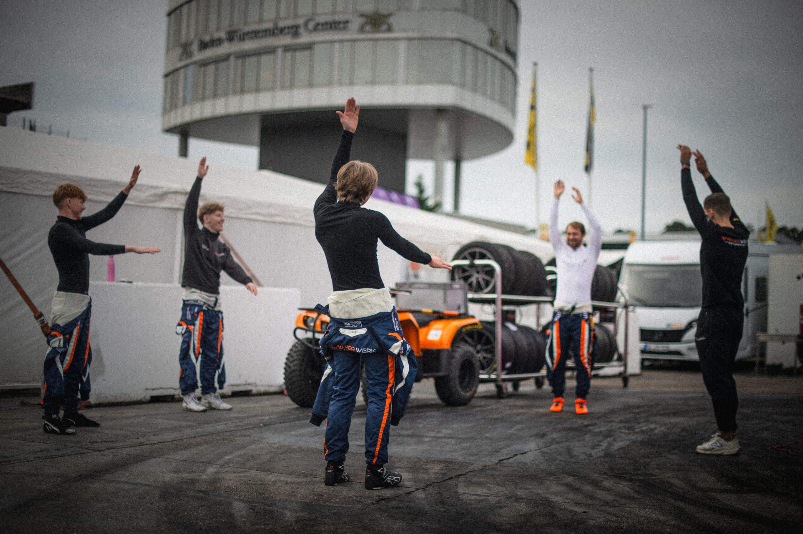 Race Car Drivers exercising